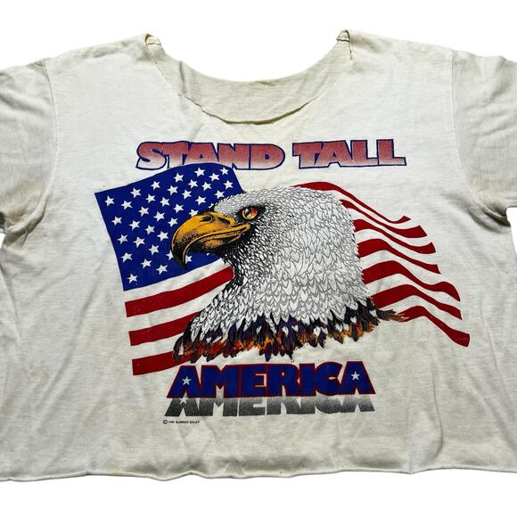 Vintage 90s USA T Shirt Single Stitch “stand Tall American “ Sz M /L Patriotic - Picture 9 of 11